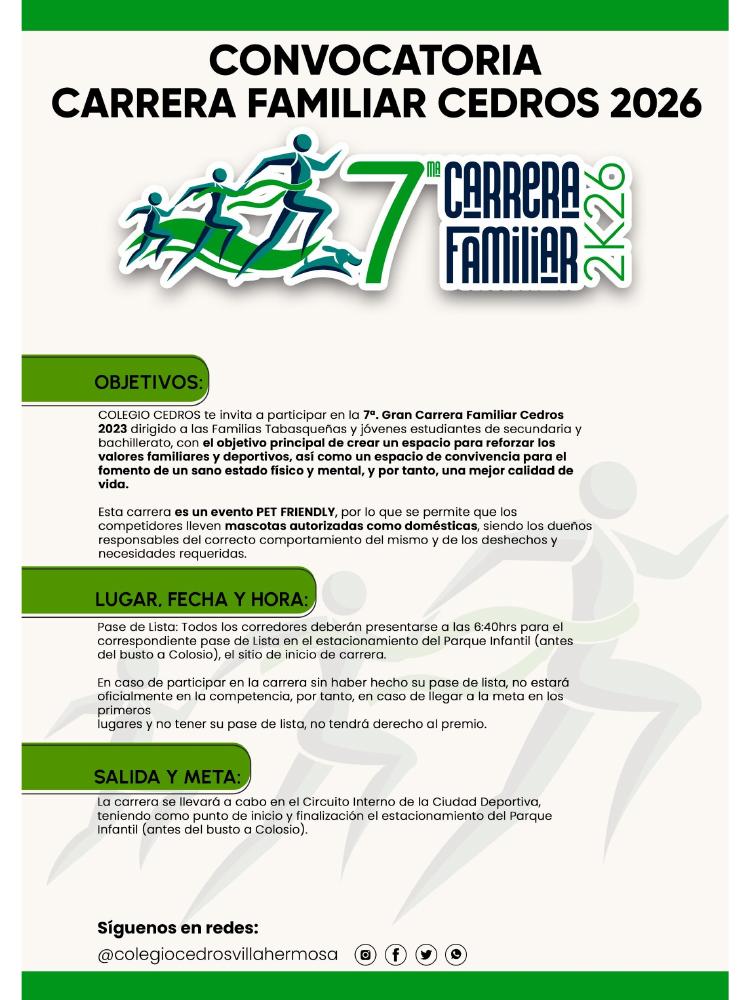 Convocatoria Carrera Familiar Cedros 2026
